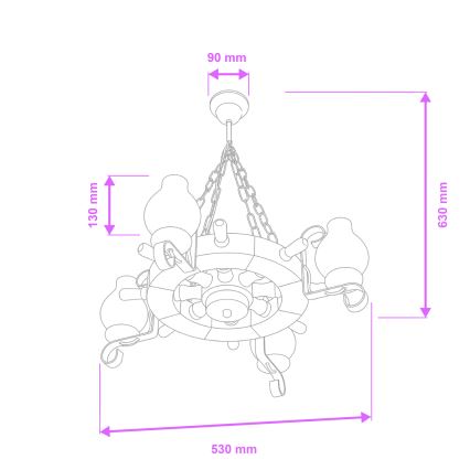 Brilagi - Pakabinama liustra ant grandinės TIMONA 4xE14/40W/230V skersmuo 50 cm bukas/riešutas