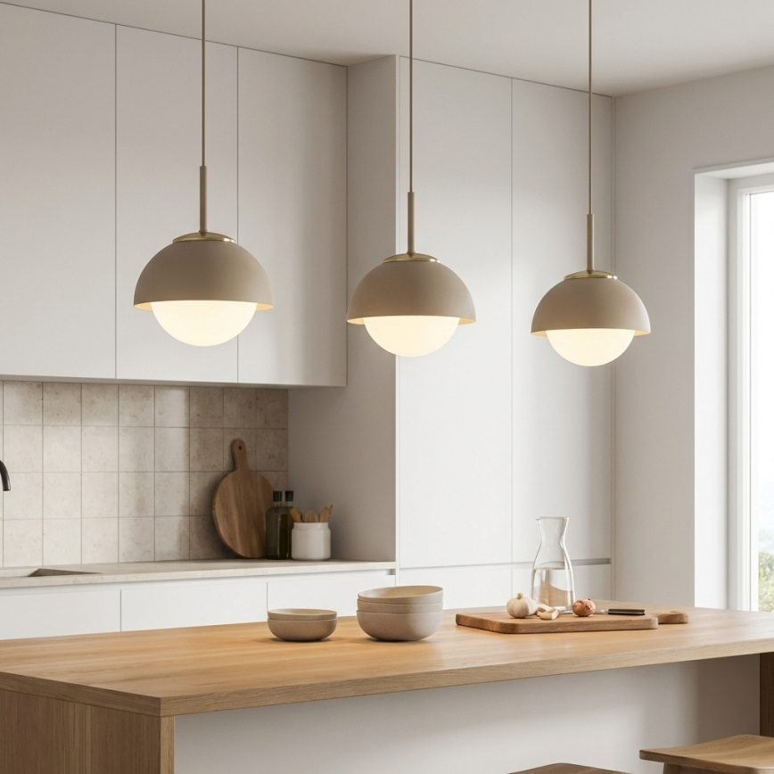 Brilagi - Pakabinama liustra ant laido 1xE27/60W/230V Ø 18 cm smėlinė/auksinė