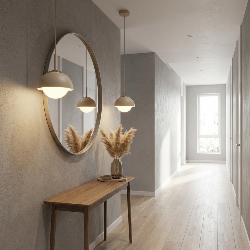 Brilagi - Pakabinama liustra ant laido 1xE27/60W/230V Ø 18 cm smėlinė/auksinė