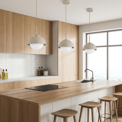 Brilagi - Pakabinama liustra ant laido 1xE27/60W/230V Ø 18 cm smėlinė/auksinė