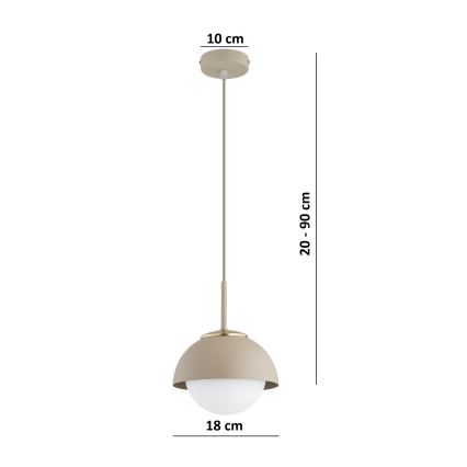 Brilagi - Pakabinama liustra ant laido 1xE27/60W/230V Ø 18 cm smėlinė/auksinė