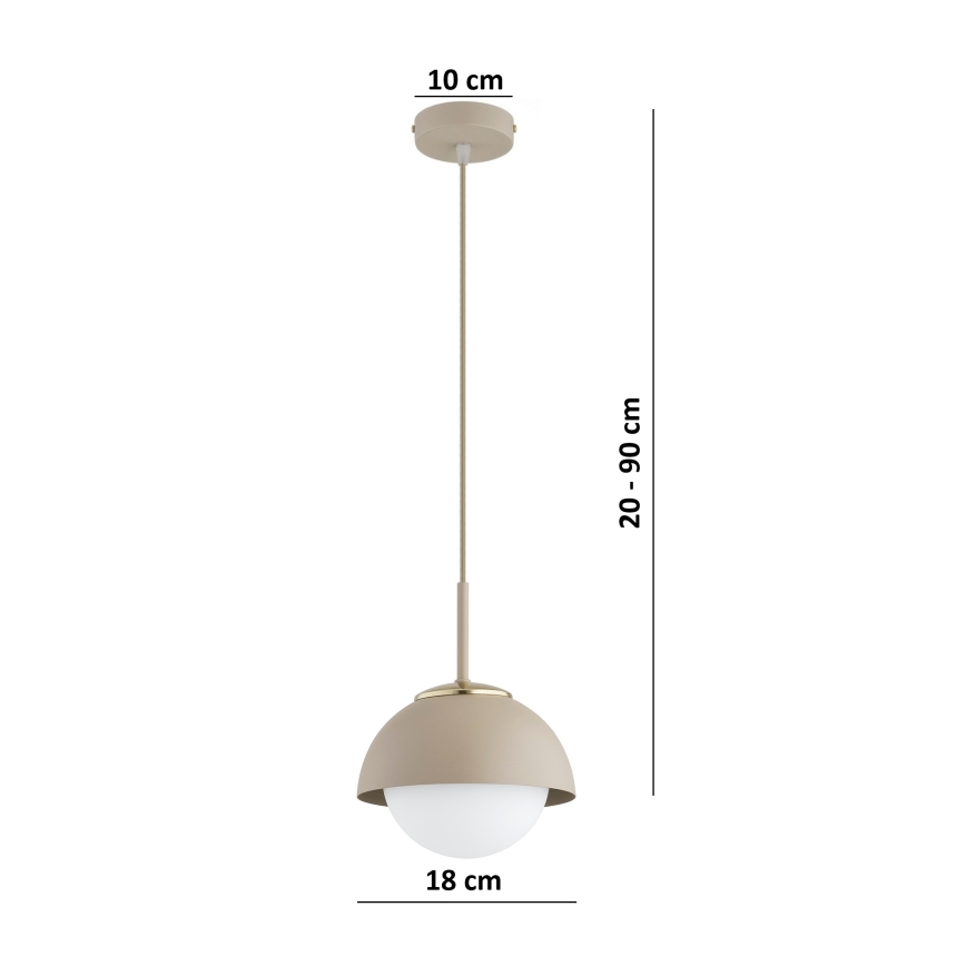 Brilagi - Pakabinama liustra ant laido 1xE27/60W/230V Ø 18 cm smėlinė/auksinė