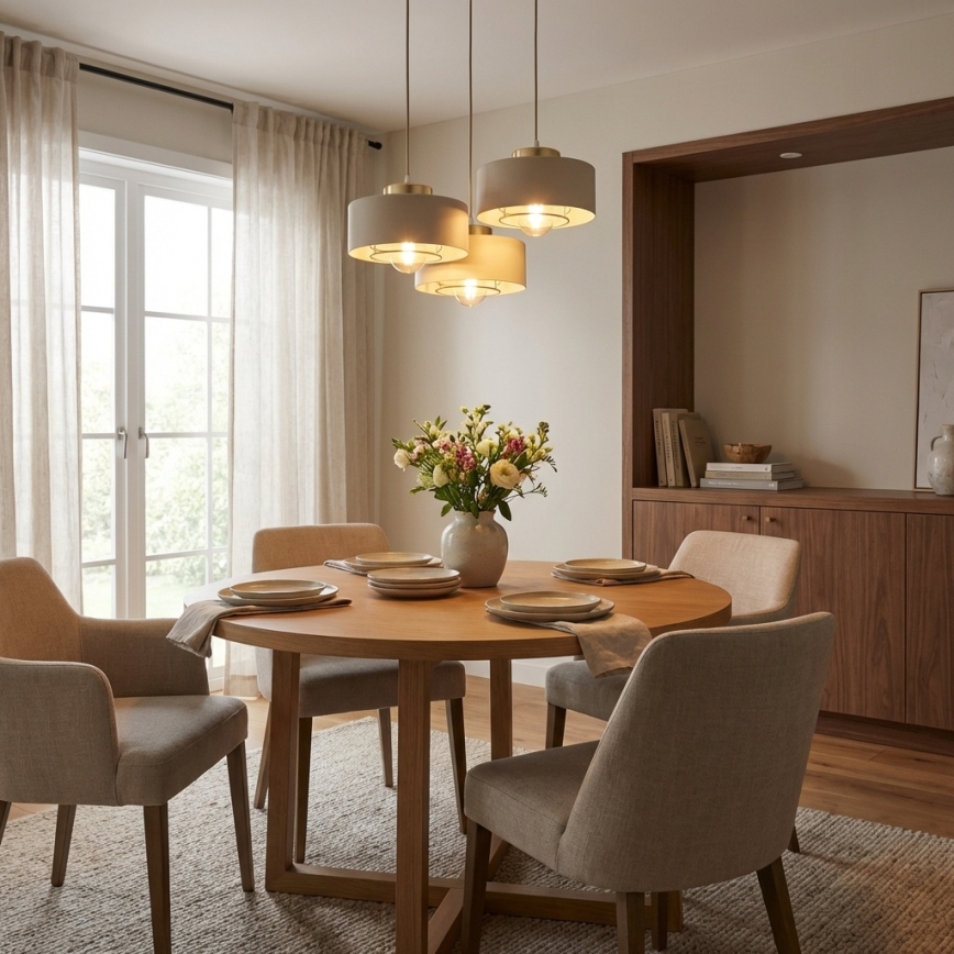 Brilagi - Pakabinama liustra ant laido 3xE27/60W/230V smėlinė/auksinė