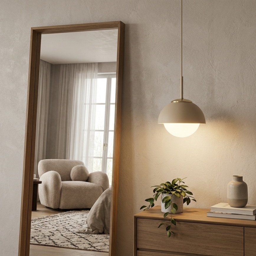Brilagi - Pakabinama liustra ant laido COSMO 1xE27/60W/230V Ø 18 cm smėlinė/auksinė