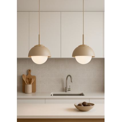 Brilagi - Pakabinama liustra ant laido COSMO 1xE27/60W/230V Ø 18 cm smėlinė/auksinė