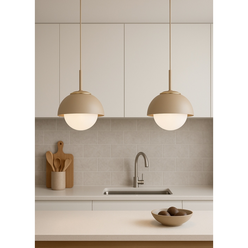 Brilagi - Pakabinama liustra ant laido COSMO 1xE27/60W/230V Ø 18 cm smėlinė/auksinė