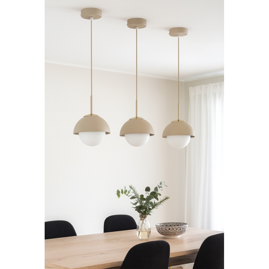 Brilagi - Pakabinama liustra ant laido COSMO 1xE27/60W/230V Ø 18 cm smėlinė/auksinė