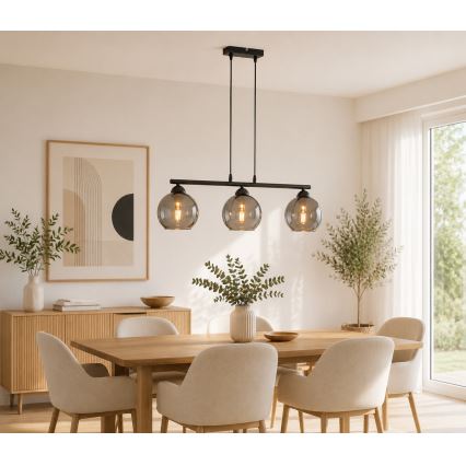 Brilagi - Pakabinama liustra ant laido DIOR 3xE27/60W/230V juoda/dūminė pilka