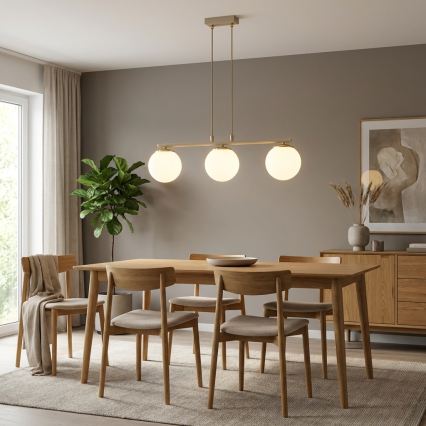 Brilagi - Pakabinama liustra ant laido MILO ECRU 3xE27/60W/230V smėlio/auksinė