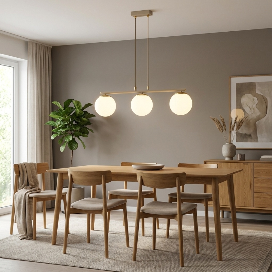 Brilagi - Pakabinama liustra ant laido MILO ECRU 3xE27/60W/230V smėlio/auksinė