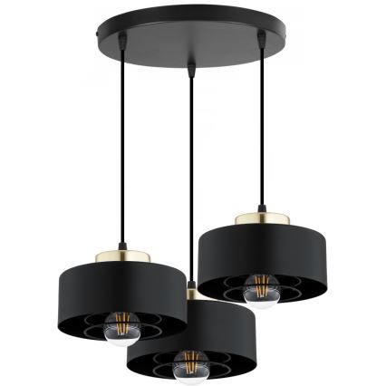 Brilagi - Pakabinama liustra ant laido SPRING 3xE27/60W/230V juoda/auksinė