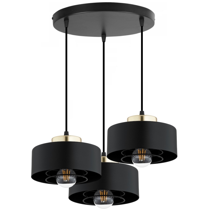 Brilagi - Pakabinama liustra ant laido SPRING 3xE27/60W/230V juoda/auksinė