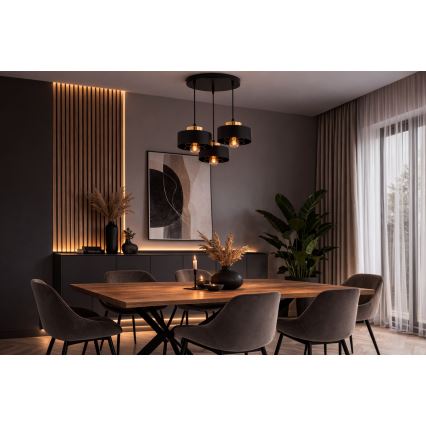 Brilagi - Pakabinama liustra ant laido SPRING 3xE27/60W/230V juoda/auksinė