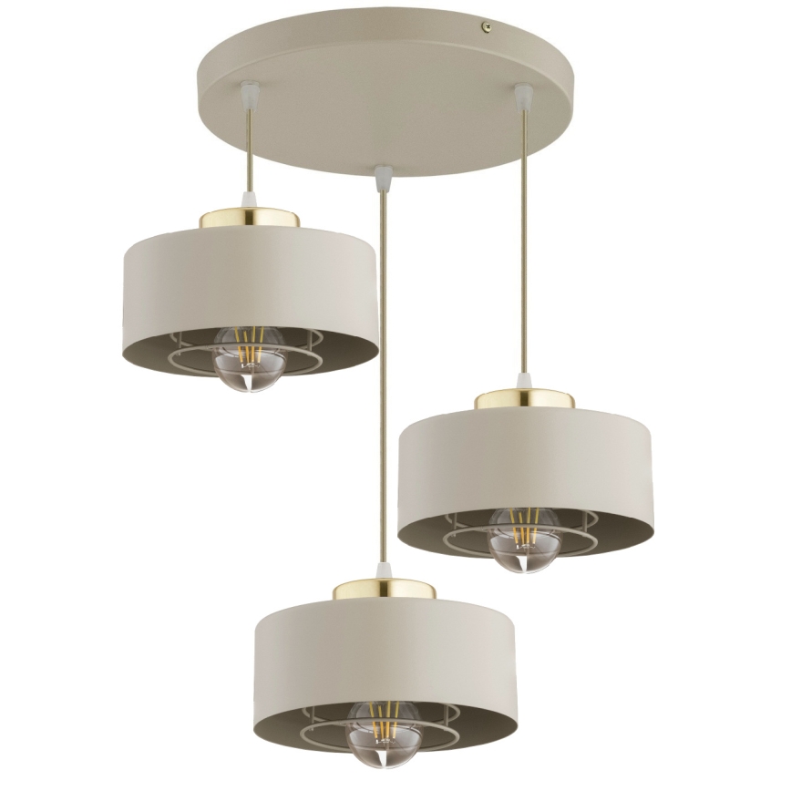 Brilagi - Pakabinama liustra ant laido SPRING 3xE27/60W/230V smėlinė/auksinė