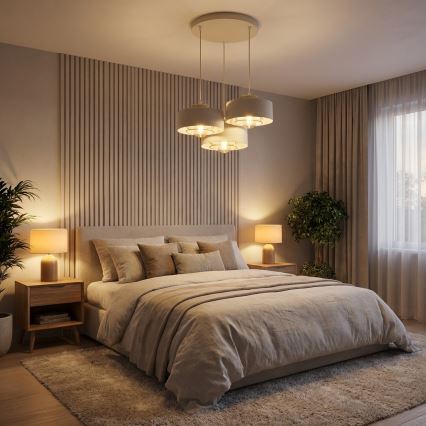 Brilagi - Pakabinama liustra ant laido SPRING 3xE27/60W/230V smėlinė/auksinė