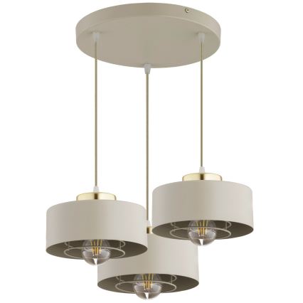 Brilagi - Pakabinama liustra ant laido SPRING 3xE27/60W/230V smėlinė/auksinė