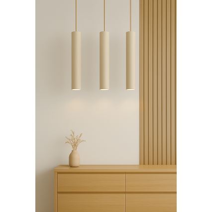Brilagi - Pakabinama liustra ant laido TUBE 3xGU10/15W/230V smėlinė/auksinė