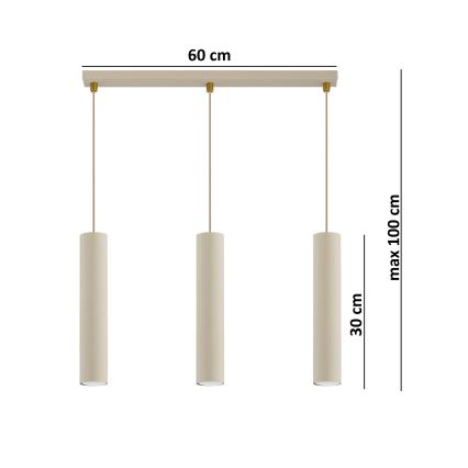 Brilagi - Pakabinama liustra ant laido TUBE 3xGU10/15W/230V smėlinė/auksinė