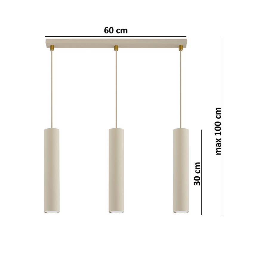 Brilagi - Pakabinama liustra ant laido TUBE 3xGU10/15W/230V smėlinė/auksinė