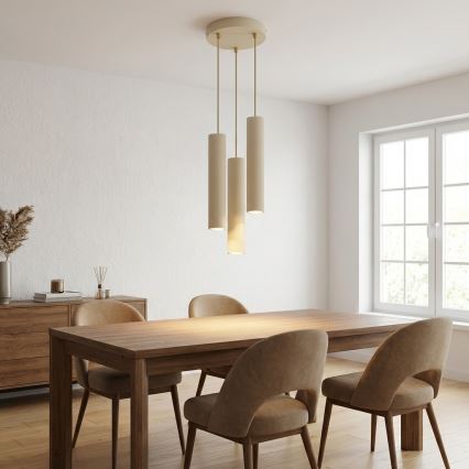 Brilagi - Pakabinama liustra ant laido TUBE 3xGU10/15W/230V smėlio/auksinė