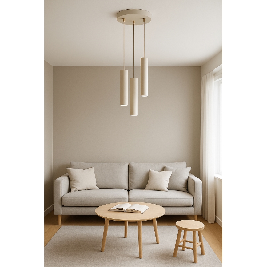 Brilagi - Pakabinama liustra ant laido TUBE 3xGU10/15W/230V smėlio/auksinė