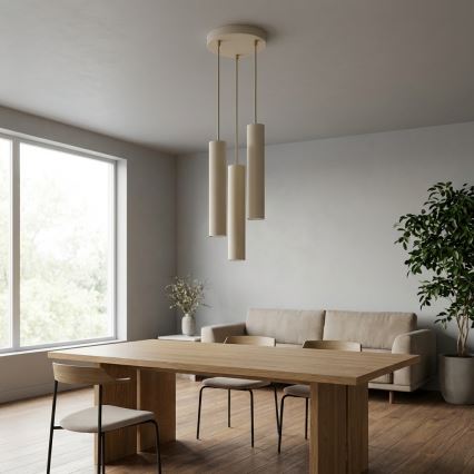 Brilagi - Pakabinama liustra ant laido TUBE 3xGU10/15W/230V smėlio/auksinė