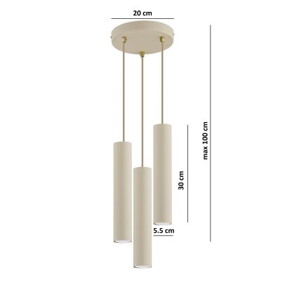Brilagi - Pakabinama liustra ant laido TUBE 3xGU10/15W/230V smėlio/auksinė