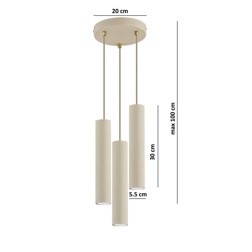 Brilagi - Pakabinama liustra ant laido TUBE 3xGU10/15W/230V smėlio/auksinė