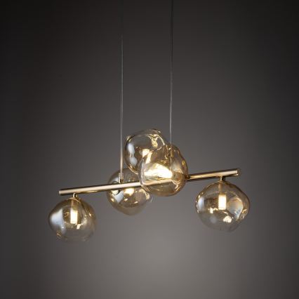 Brilagi - pakabinama liustra ant laido VULCANO 5xG9/8W/230V auksinė/dūminė smėlio spalvos