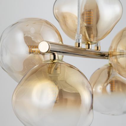 Brilagi - pakabinama liustra ant laido VULCANO 5xG9/8W/230V auksinė/dūminė smėlio spalvos