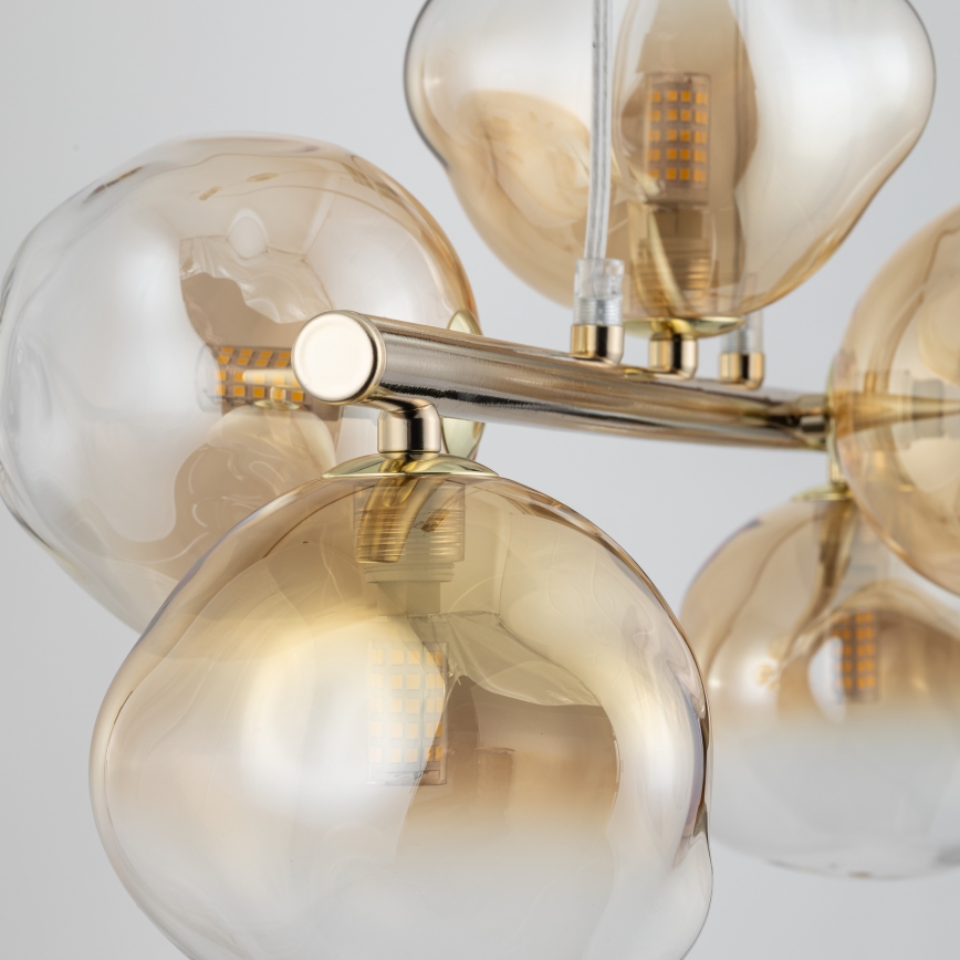 Brilagi - pakabinama liustra ant laido VULCANO 5xG9/8W/230V auksinė/dūminė smėlio spalvos