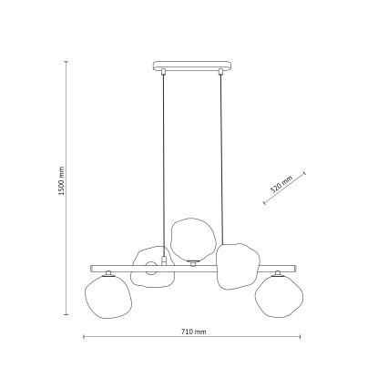 Brilagi - pakabinama liustra ant laido VULCANO 5xG9/8W/230V auksinė/dūminė smėlio spalvos