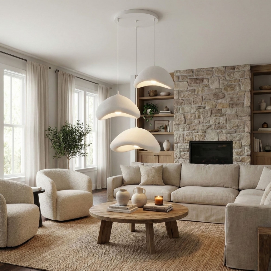 Brilagi - pakabinama liustra ant laido WABI SABI 3xE27/40W/230V, skersmuo 82 cm, balta