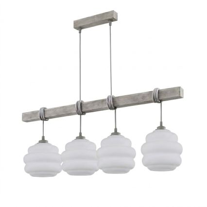 BRILAGI - pakabinama liustra ant laido WOOD GLASS 4xE27/60W/230V pušis/pilka/balta