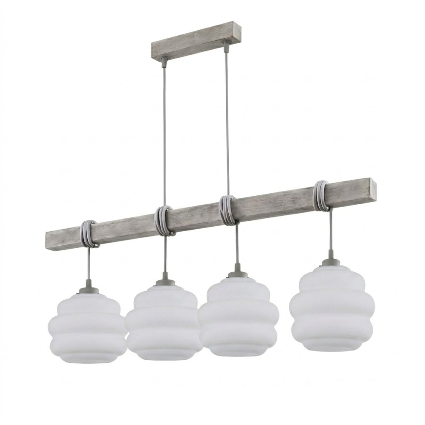 BRILAGI - pakabinama liustra ant laido WOOD GLASS 4xE27/60W/230V pušis/pilka/balta