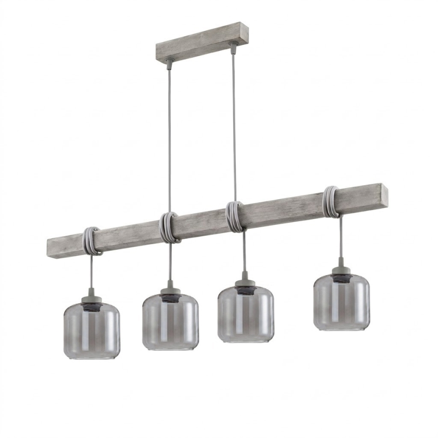 BRILAGI - Pakabinamas šviestuvas su kabeliu WOOD GLASS 4xE27/60W/230V pušis/pilka/dūminė pilka