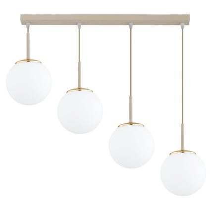 Brilagi - pakabinama liustra MILO ant troselio 4xE27/60W/230V smėlinė/auksinė