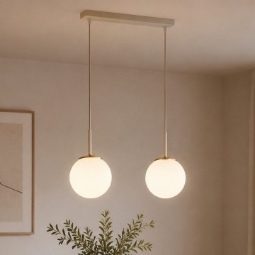 Brilagi - Pakabinama liustra MILO su kabeliu 2xE27/60W/230V smėlinė/auksinė