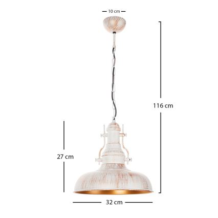 Brilagi - Pakabinama liustra PYRONIC ant grandinės, 1xE27/40W/230V, skersmuo 32 cm, kreminė/patina