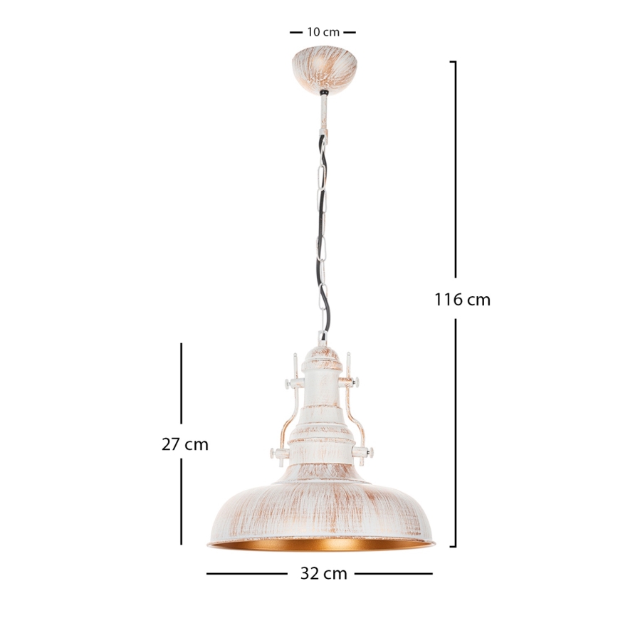 Brilagi - Pakabinama liustra PYRONIC ant grandinės, 1xE27/40W/230V, skersmuo 32 cm, kreminė/patina