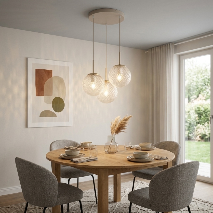 Brilagi - pakabinama liustra STELLA 3xE27/60W/230V smėlio/auksinė