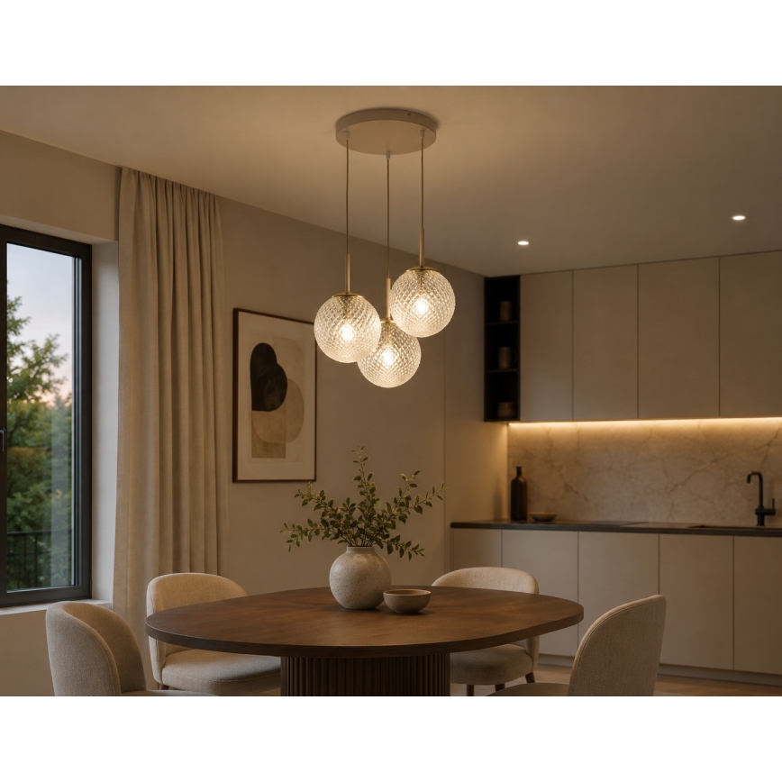 Brilagi - pakabinama liustra STELLA 3xE27/60W/230V smėlio/auksinė