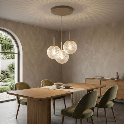 Brilagi - pakabinama liustra STELLA 3xE27/60W/230V smėlio/auksinė