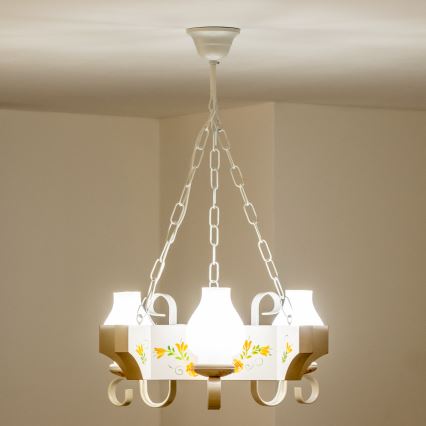 Brilagi - Pakabinama liustra su grandine QUEEN 3xE14/40W/230V bukas/kreminė
