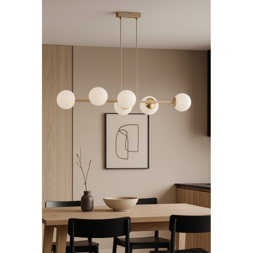 Brilagi - pakabinama liustra su kabeliu MILO ECRU 6xE27/60W/230V smėlinė/auksinė