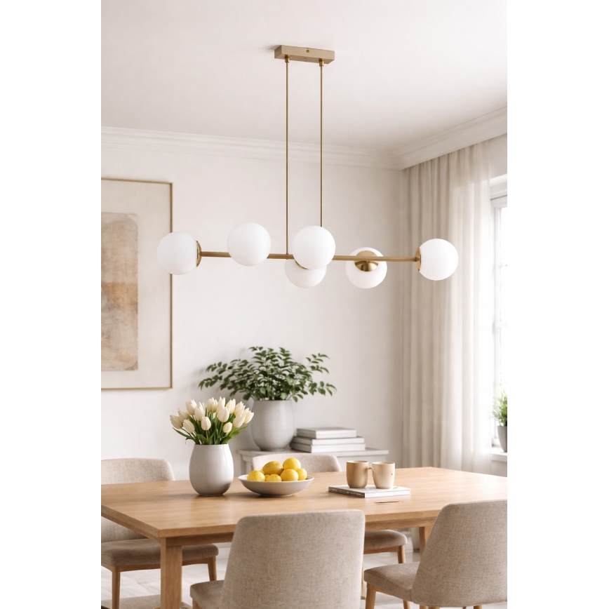 Brilagi - pakabinama liustra su kabeliu MILO ECRU 6xE27/60W/230V smėlinė/auksinė