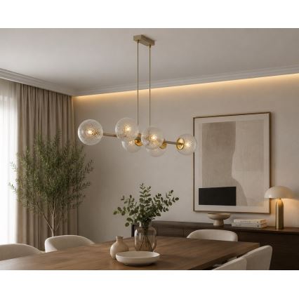 BRILAGI - Pakabinama liustra su laidu STELLA 6xE27/60W/230V smėlio/auksinė