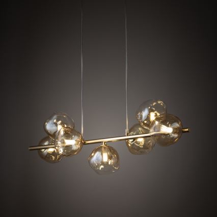 Brilagi - Pakabinama liustra VULCANO ant troselio 7xG9/8W/230V auksinė/dūminė smėlinė