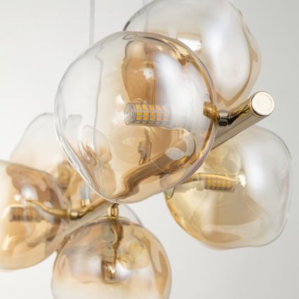 Brilagi - Pakabinama liustra VULCANO ant troselio 7xG9/8W/230V auksinė/dūminė smėlinė