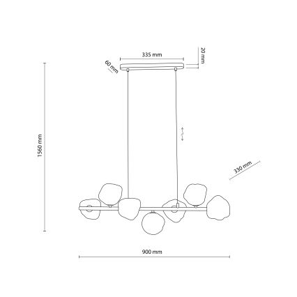 Brilagi - Pakabinama liustra VULCANO ant troselio 7xG9/8W/230V auksinė/dūminė smėlinė